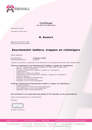 Michel Roetert certificate inspector ladders, stairs and mobile scaffolding