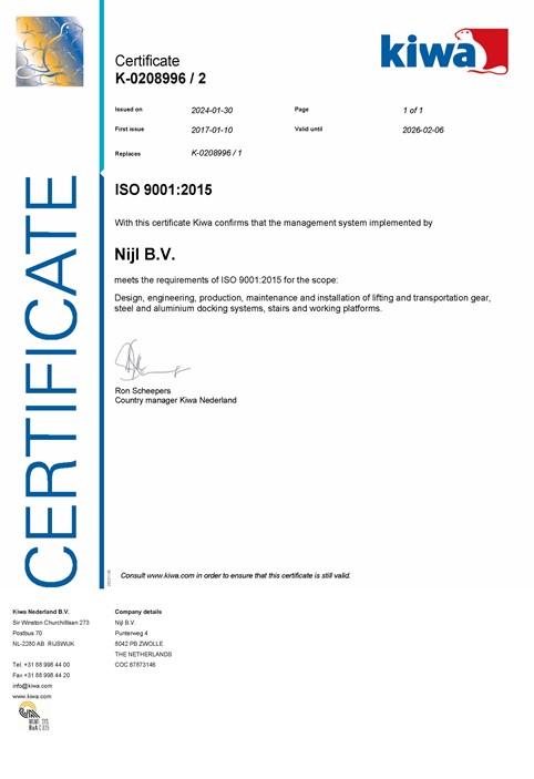 ISO-certification NIJL renewed 2024